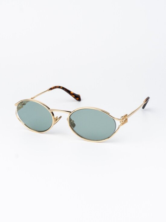 Miu Miu Women Sunglasses LOGO Gold Green Mirror Silver Oval MU52YS 5AK04M main image 10